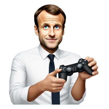 Emmanuel Macron rouge avec une manette Dans les mains sticker