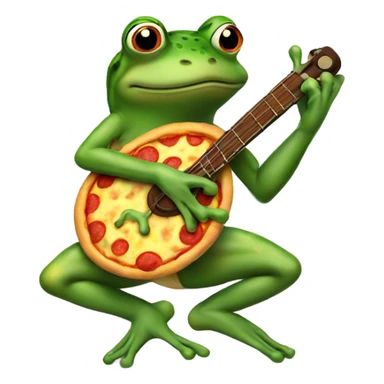 Frog playing a banjo on top of a pizza  sticker