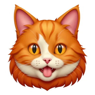 The red-haired cat shows his tongue sticker
