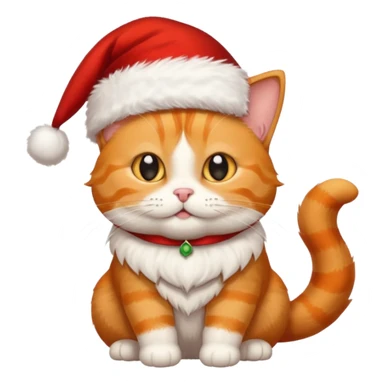 Make me a orange tabby cat with a white chin and a bit of white on the end of his tail and  a Santa hat that looks like 🐱 emoji with no beard  sticker