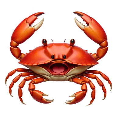 Cinematic Realistic Cute Yawning Crab Portrait Emoji, Head tilted slightly with a dramatic, wide-open yawn, showcasing a soft, textured red shell with a charming, naturally formed face and drooping features, rendered with realistic detail and warm, sandy light, high shine, relaxed yet expressive, styled with a dash of coastal charm, soft glowing outline, capturing the essence of a sleepy yet affectionate crab that appears ready to stretch out on the shore for a peaceful nap! sticker