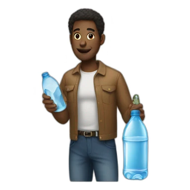 A black men with a bottle a water sticker