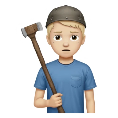 13 y/o Brian robeson at the beginning of Hatchet
distressed, has hatchet sticker