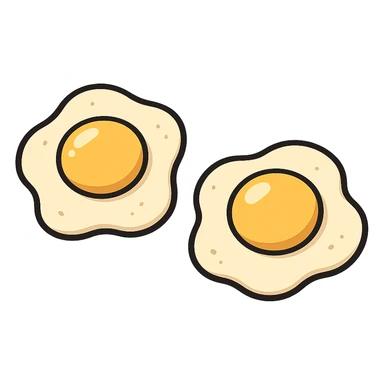 fried eggs in flat toon style sticker