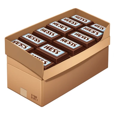 cardboard box full of wrapped Hershey's chocolate bars sticker