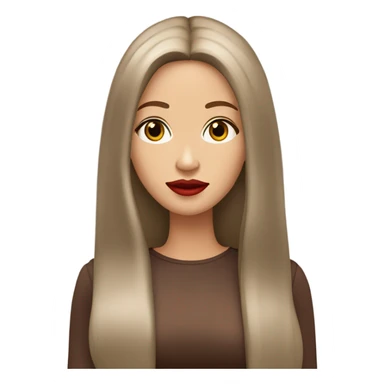 Amelije women, chocolate Brown Long hair, doll eyes ,red lips, light skin ￼ sticker