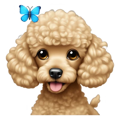 Blonde Toy poodle with blue butterfly  sticker