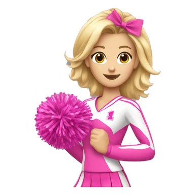 blonde cheerleader wearing pink uniform holding pink pompoms sticker