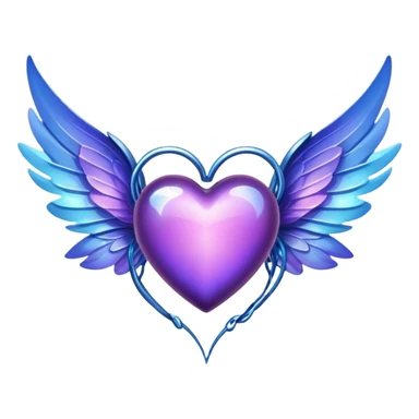 Purple Heart with blue fairy wings sticker