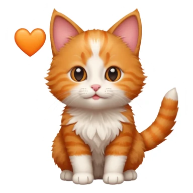 ginger kitten with a heart loves you sticker
