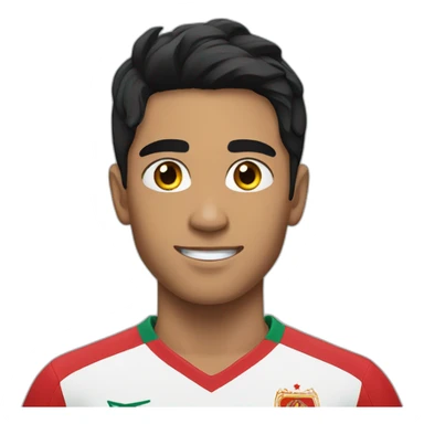 A young man wearing a Moroccan national team shirt and has black hair sticker