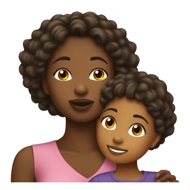 Black mom kissing daughter on the cheek sticker