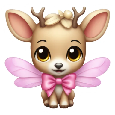 baby deer with fairy wings and a pink bow around its neck  sticker