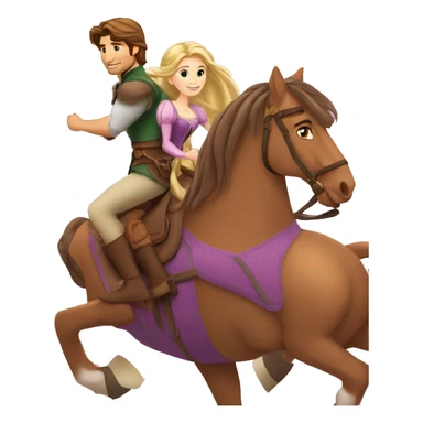 Rapunzel and Flynn Rider riding on a horse sticker