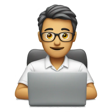 man behind a computer doing tests web sticker