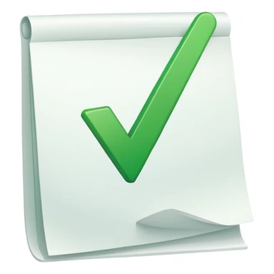 checkmark on completed document, job finished sticker