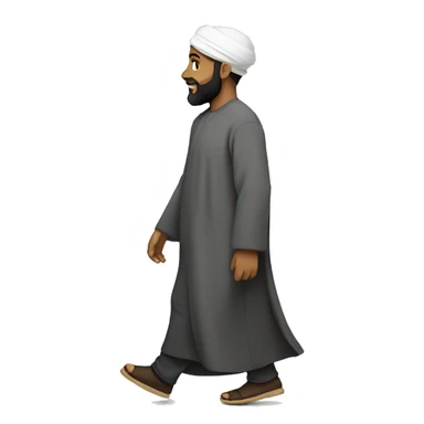 sideview of a bearded muslim man in a thobe walking. sticker