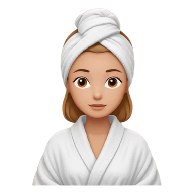 rosto de uma mulher com uma faixa de toalha no cabelo de cor todo castanho como se estivesse no spa, sem o pescoço sticker