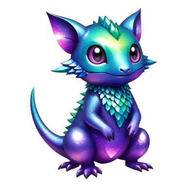 Dark Randomly-colored sparkly exotic Fakémon-creature sticker
