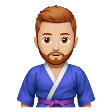homme blanc, yeux bleu, cheveux brun très court, barbe rousse et boucle d'oreille doré à l'oreille gauche avec kimono de jiu-jitsu et ceinture violette sticker