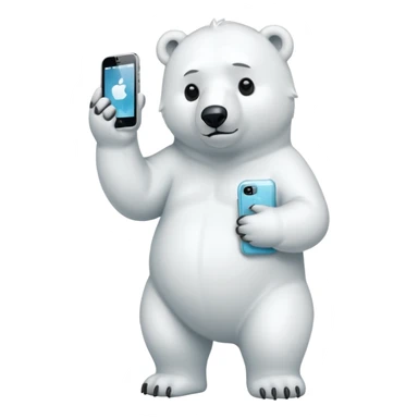 Serious Polar Bear standing full body with iphone in hand  sticker