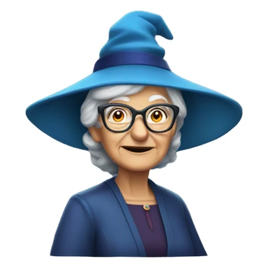 smart granny witch with glasses and blue hat directing orchestra sticker