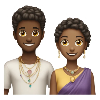 smiling girls and boy with jewelry sticker