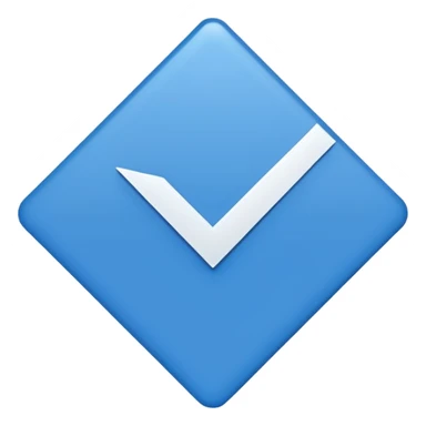 Make Make a symbol with a tilted blue colored square with a tick mark inside it in the middle. Make the edge of the square sharp. Make it normal tilt square and normal tick in the middle sticker