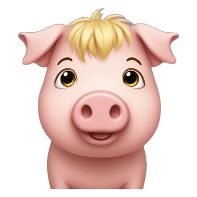 pig with blond hair sticker