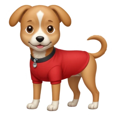 a dog with legs and arms with red clothers on sticker