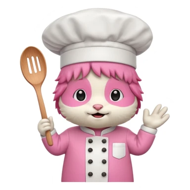 animal with pink chef costume sticker