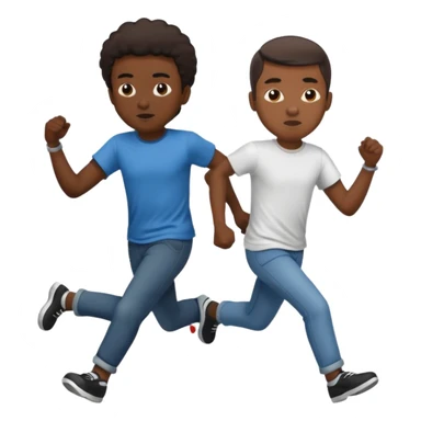 black man chasing a kid sticker