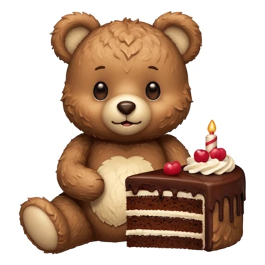 Morning teddy with chocolate cake sticker