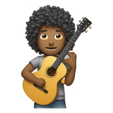 a man carries a guitar with curly hair his color is white  sticker