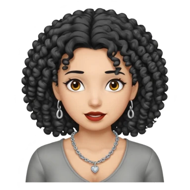 Female with Silver Necklace, grey skin,curley hair, different expressions. sticker