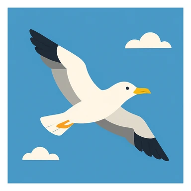 Flat design style seagull in the sky sticker
