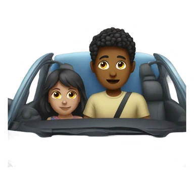 curious boy in car interior with a girl sticker