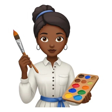 Black female painter with paintbrush and paint sticker