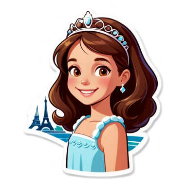 smiling girl with tiara outdoors in Paris  sticker