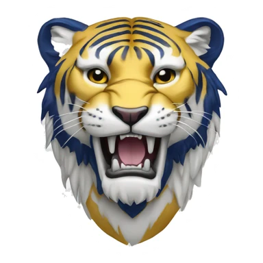 Majestic Sabre Tooth Tiger White with Gold and Navy Blue Accents sticker