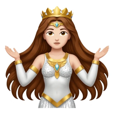 Nike, Goddess of Victory from Gods and Goddesses with long brown hair, white sequin outfit sticker