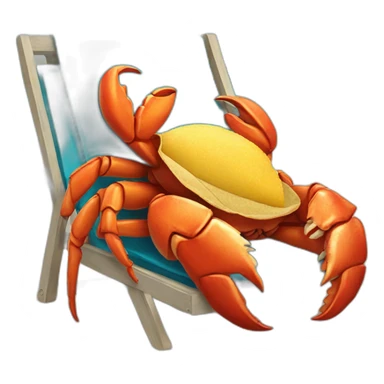 huge crab snuggling with his huge taco in a beach chair sticker