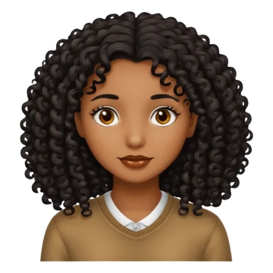 Brown skinned girl with medium length really curly black hair sticker