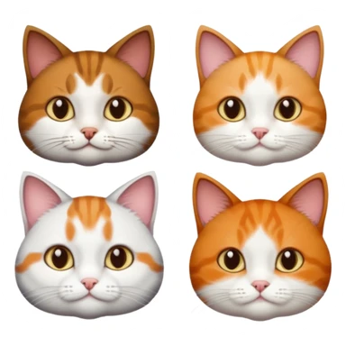 3 different coloured tiny short haired cats, including a dark grey and white cat, and a dark brown tabby and white and a ginger and white sticker
