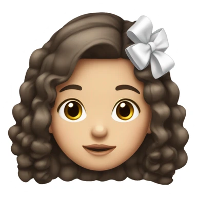 a cute lite brunette girl with hair clips and white small bows sticker