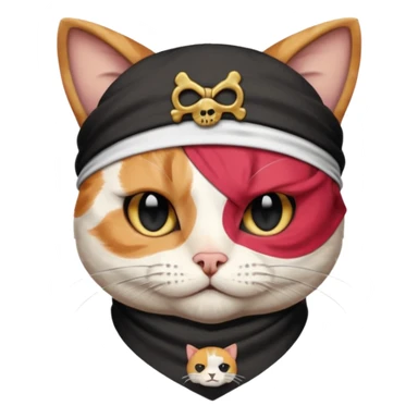 pirate cat with one eye closed with band sticker