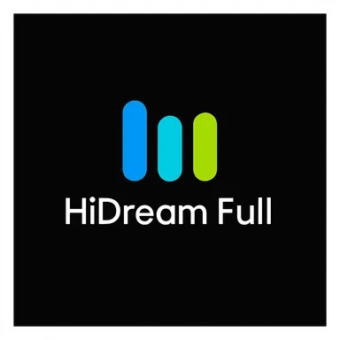 create high dream logo like this with text "HIDream Full", black background  sticker