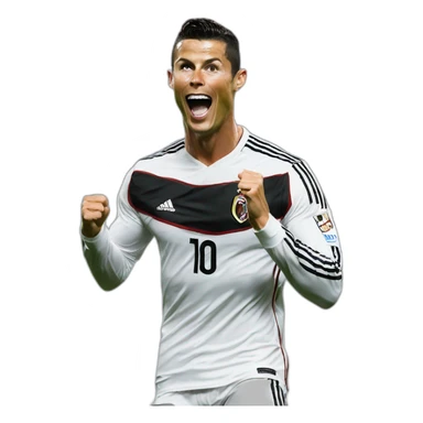 Cristiano Ronaldo celebrating a goal doing the siu sticker