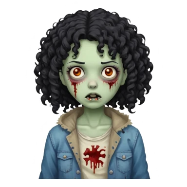 garota zumbi com cabelo cacheado preto sticker