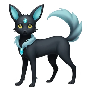 Shadowy Matte-Black Mysterious Wispy-Aura Fog-Veiled Elegant Umbreon-Fionbri-fusion-creature (full body) sticker
